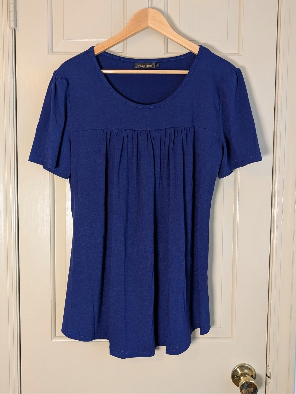 Yidarton Blouse Dark Blue Babydoll Short Sleeve Top Size L